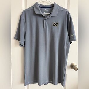 Nike Gray Dri-FIT Polo with Yellow & Navy 'M' Logo